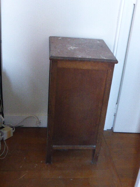 Nightstand wood and pink marble, art deco