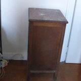 Nightstand wood and pink marble, art deco