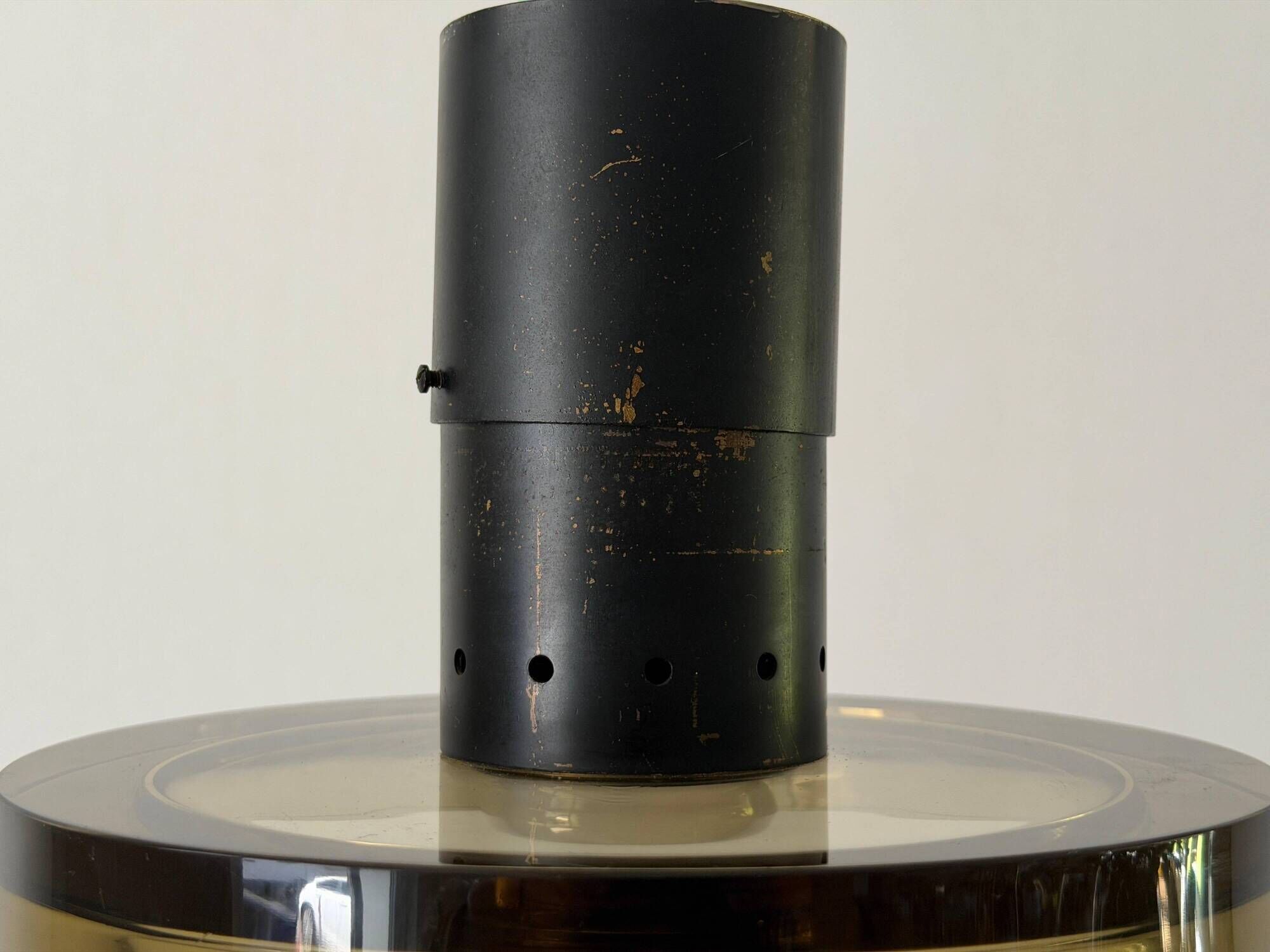 Flush mount in glass and yellow-brown metal by Seguso, 1950s, Italy.