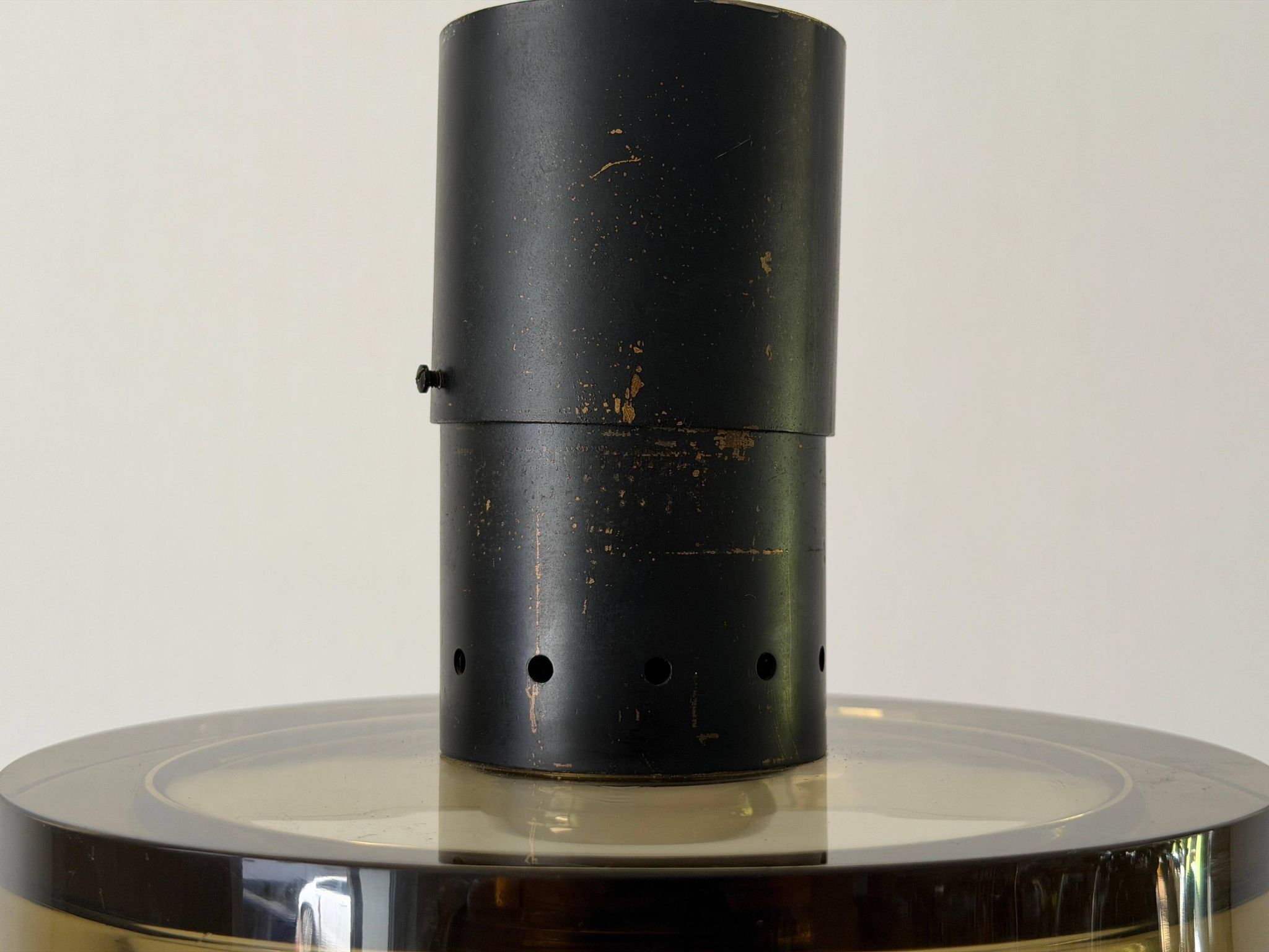 Flush mount in glass and yellow-brown metal by Seguso, 1950s, Italy.