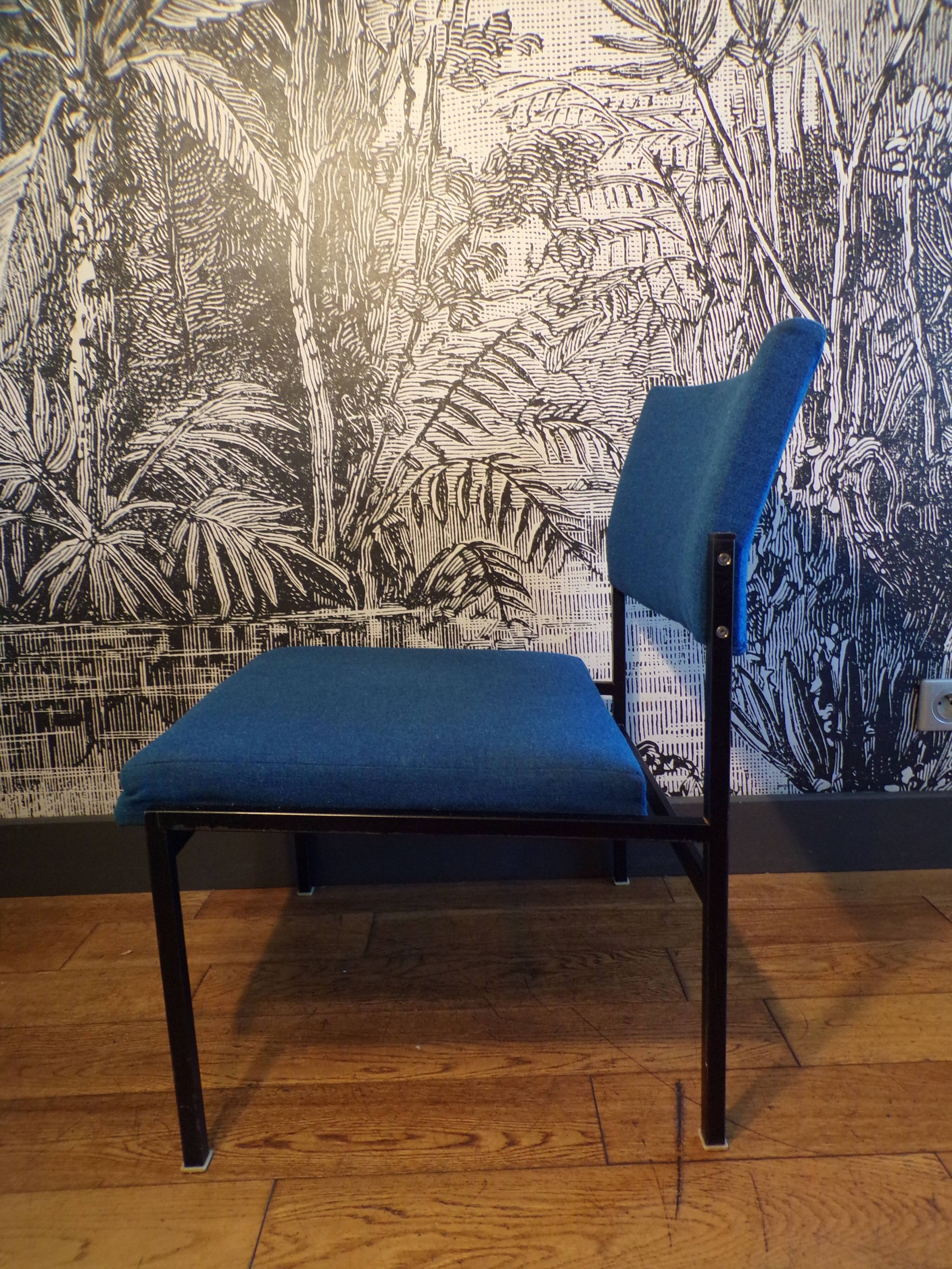 Thonet 1960s armchair in blue jersey