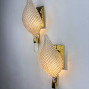 Pair of leaf-shaped wall sconces by Barovier & Toso, Murano glass, Italy 1950s