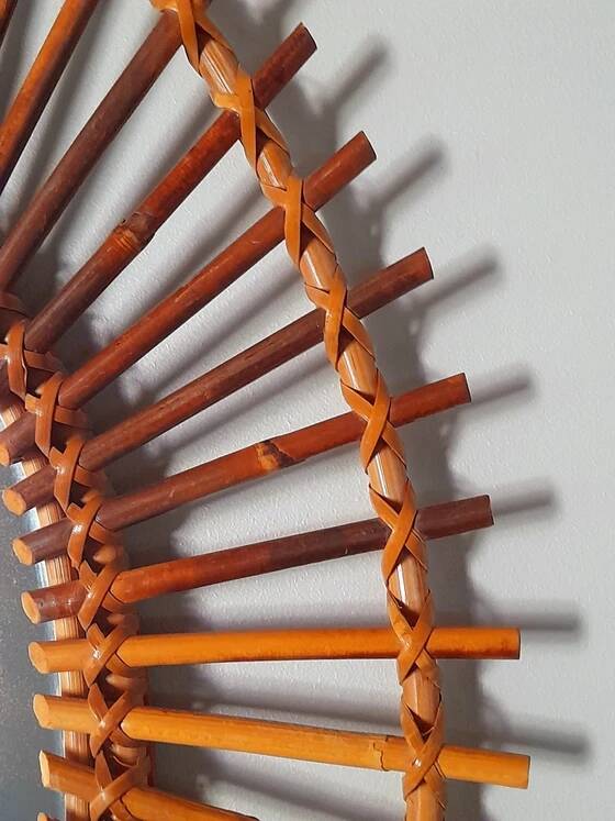 1960s rattan sun mirror