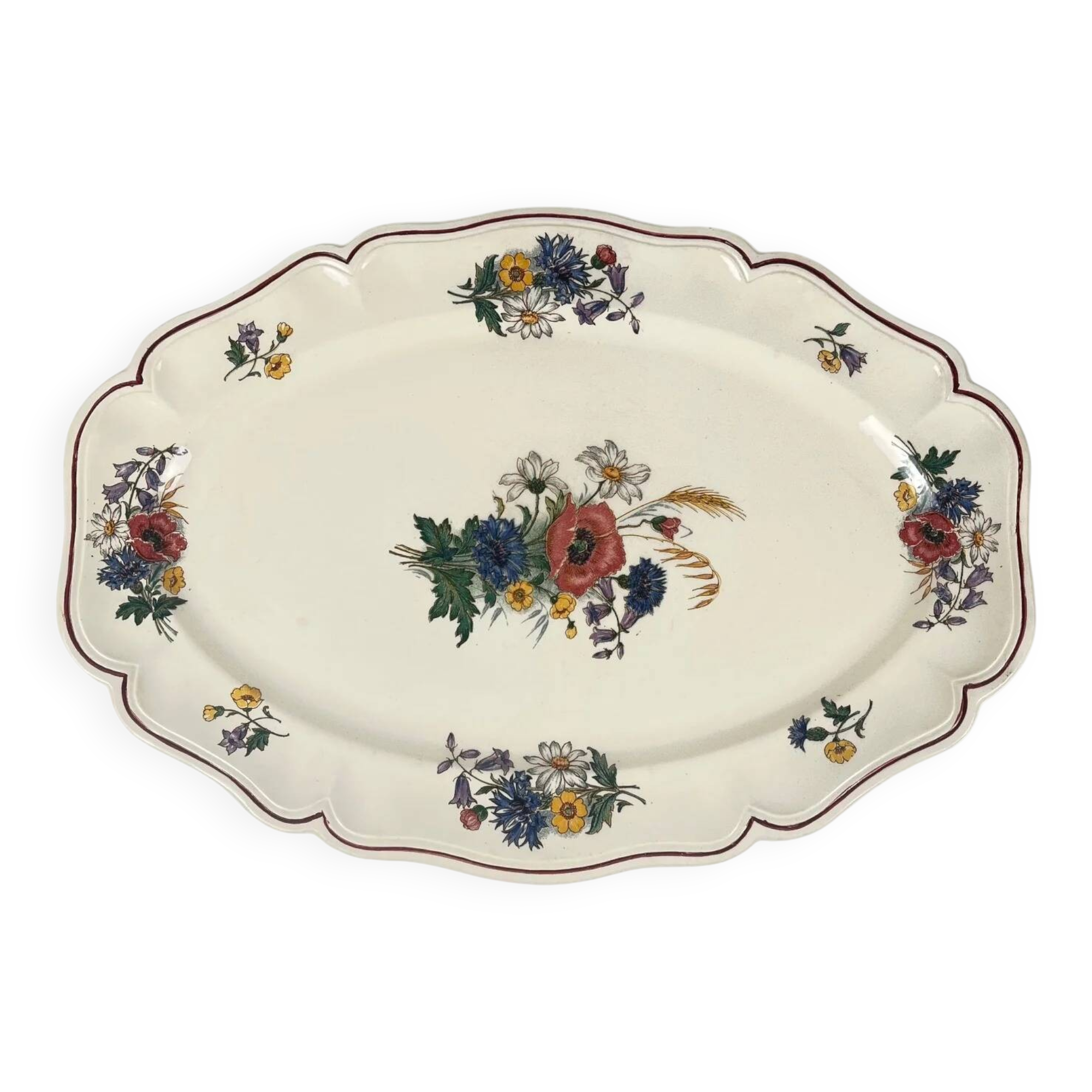 Large "Agreste" dish from Sarreguemines, early 20th century.