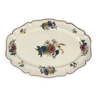 Large "Agreste" dish from Sarreguemines, early 20th century.