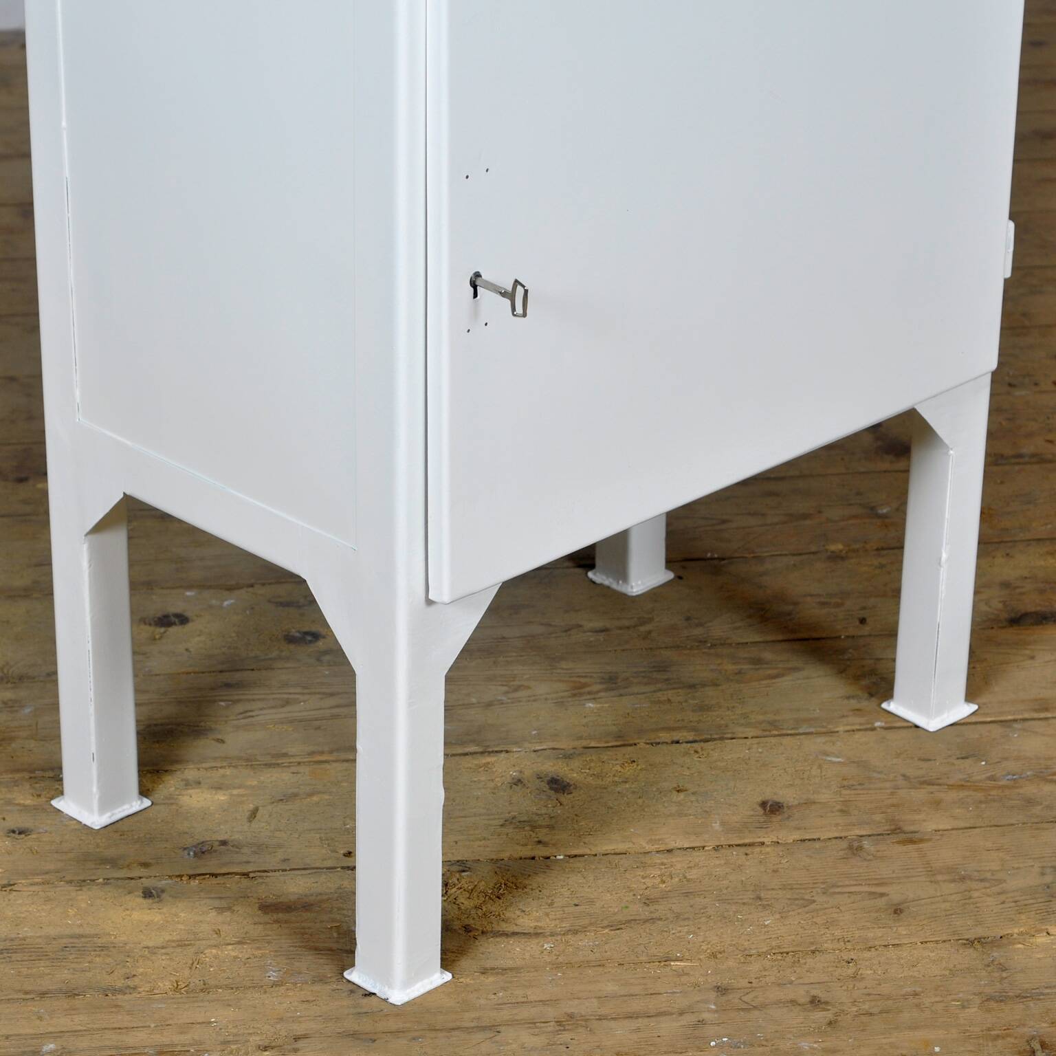 Restored vintage iron and glass medical cabinet, 1970s