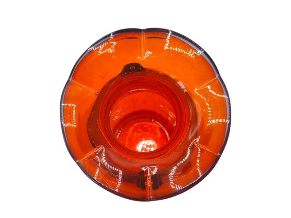 Vase vintage en verre soufflé à la main de Murano – Rouge avec anses bleues