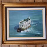 Oil on canvas by Roland Rochefort signed and framed Fort Boyard
