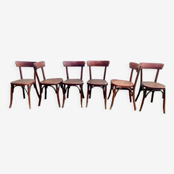 Set of 5 old bistro chairs bentwood sitting crocodile early twentieth 1920 - 1930