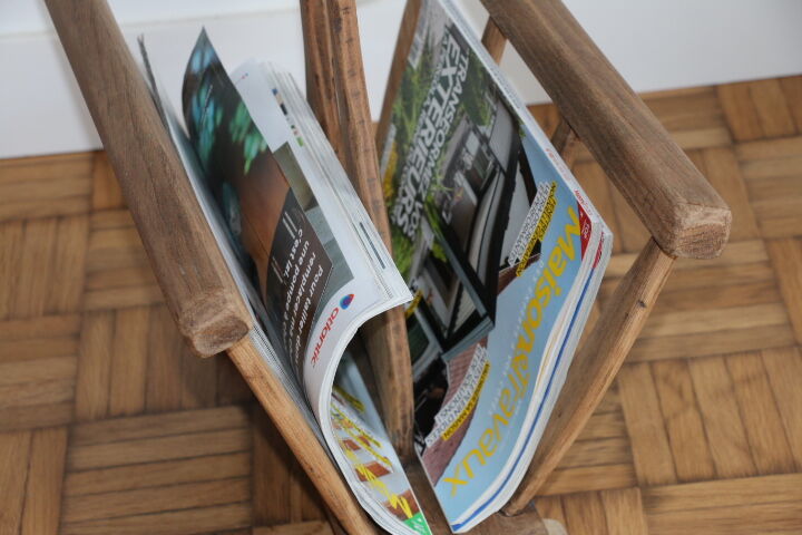 Brutalist magazine holder solid oak