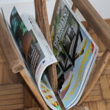 Brutalist magazine holder solid oak