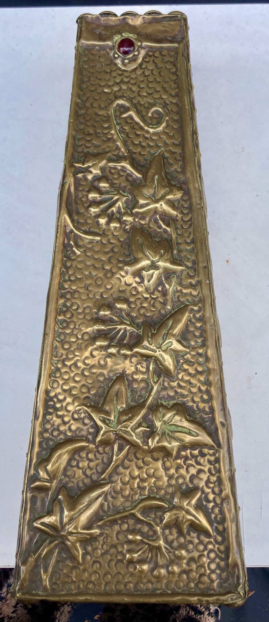Embossed metal vase by alfred daguet, 1900 art nouveau period
