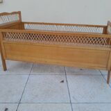 Vintage baby bed in wood and rattan from the 60s for children