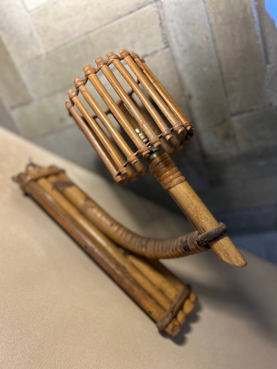 Vintage rattan wall lamp