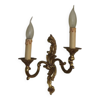 French Vintage Bronze Double Light Off Set Arms Acanthus Leaf Wall Light 51