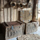 Old wicker moving trunk