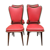 4 vintage mid-century Scandinavian chairs the curved wood of the 1950 Vosges