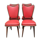 Set de 4 chaises vintage mid-century scandinave le bois courbé des vosges 1950