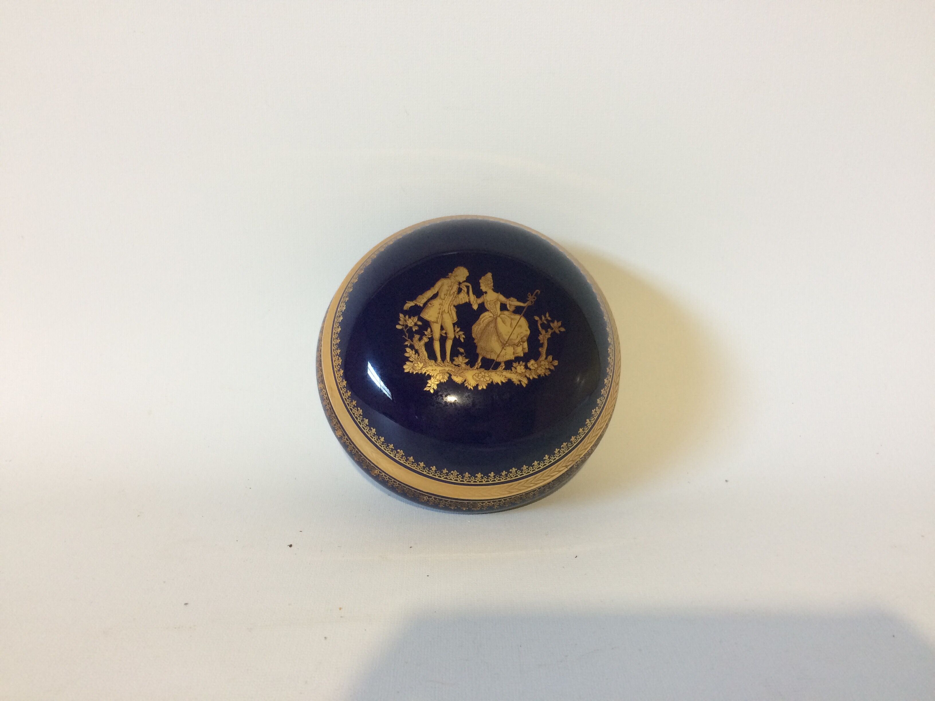 Blue and gold limoges porcelain box