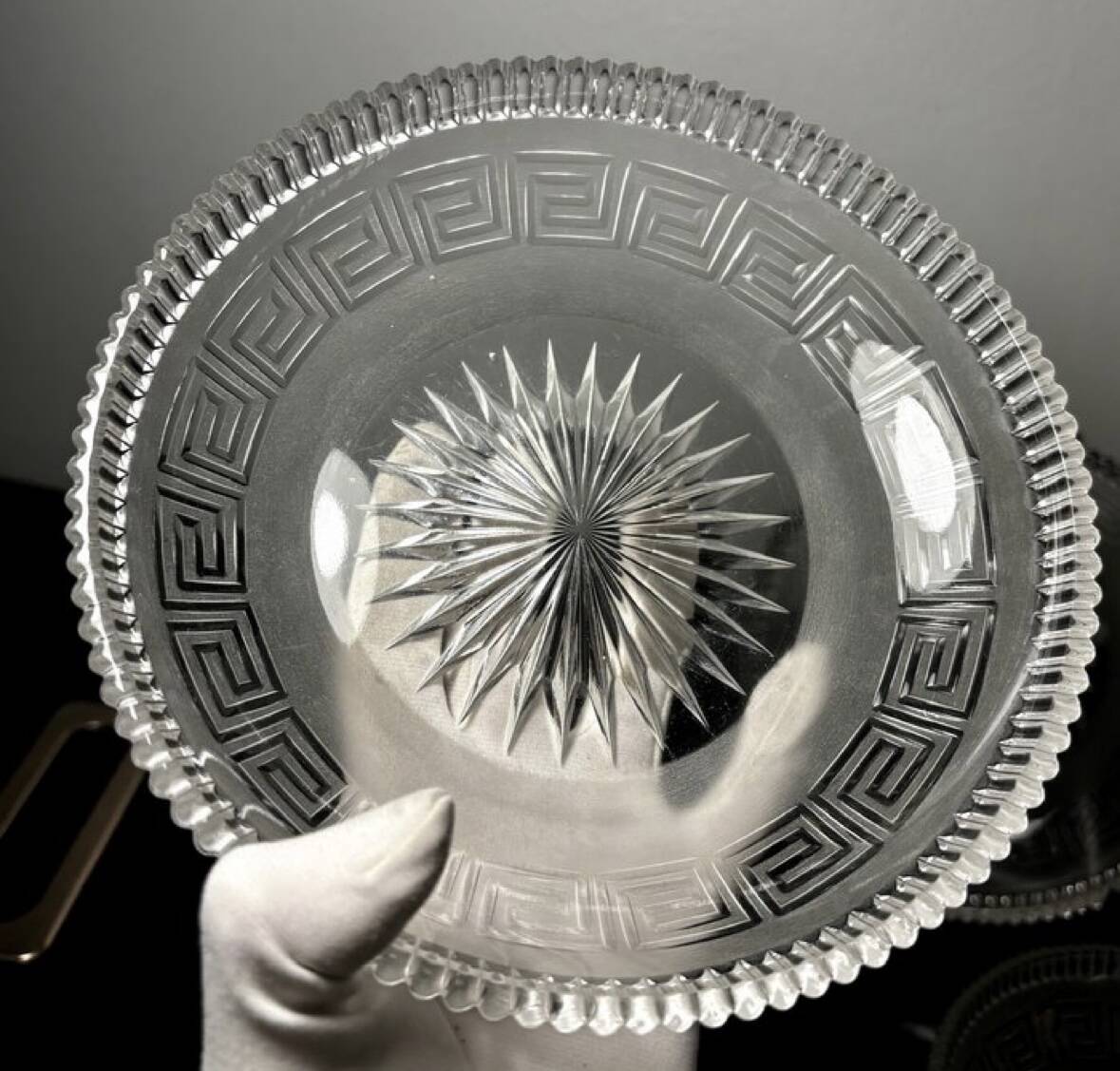 4 Baccarat plates in Greek key pattern 19th century