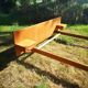Vintage double double bed Exotic wood built-in hanging bedside tables