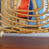 Magazine rack, wicker and rattan of the 1960