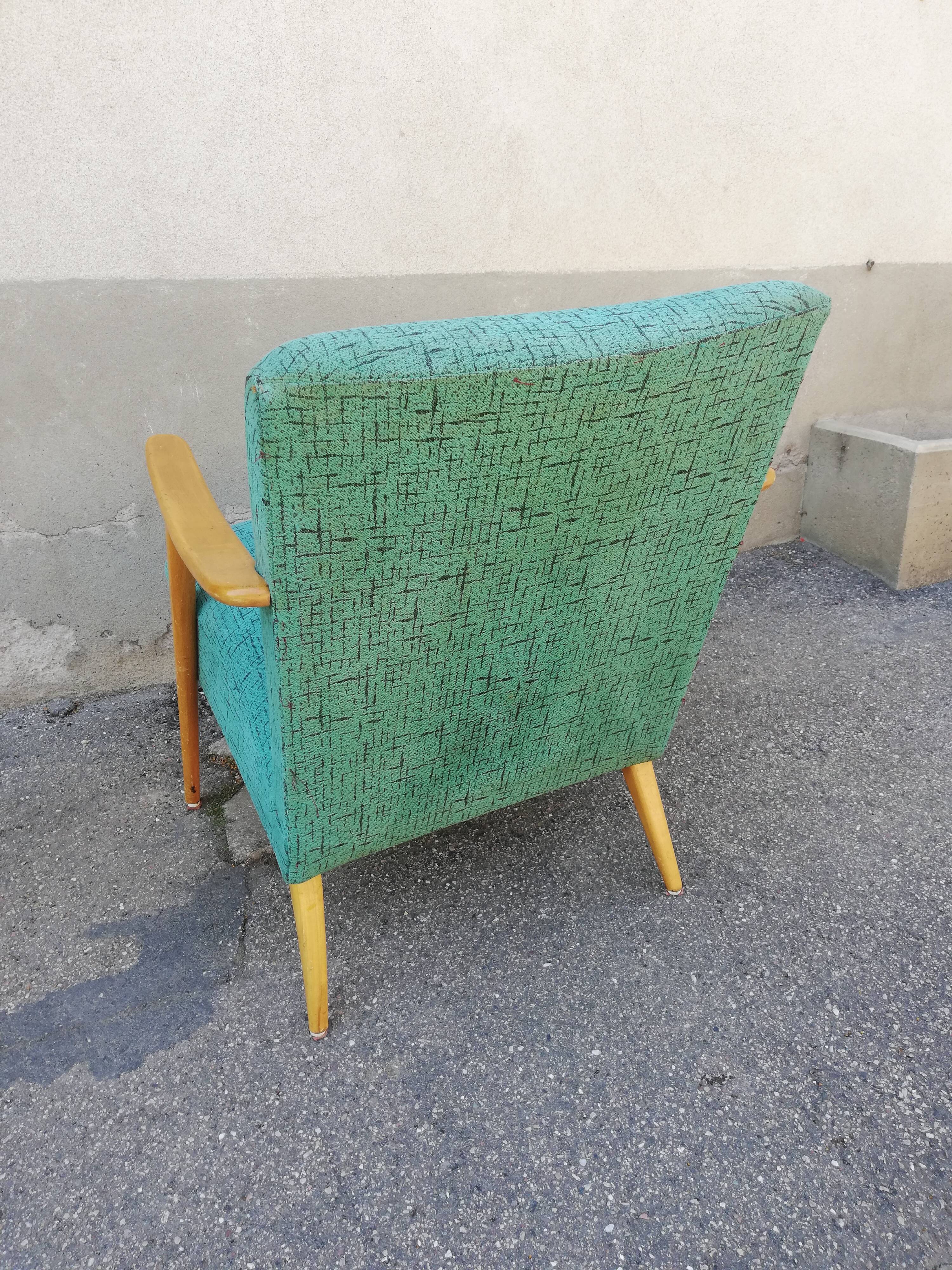 Armchair year 50 green fabric