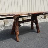 Table and 6 brutalist stools 1970