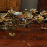 Pair of four-light gilded iron wall lamps 30 x 46 cm