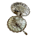 Beurrier coquillage en métal argenté, années 1950