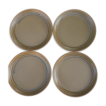 Set de 4 assiettes plates Sarreguemines en grès