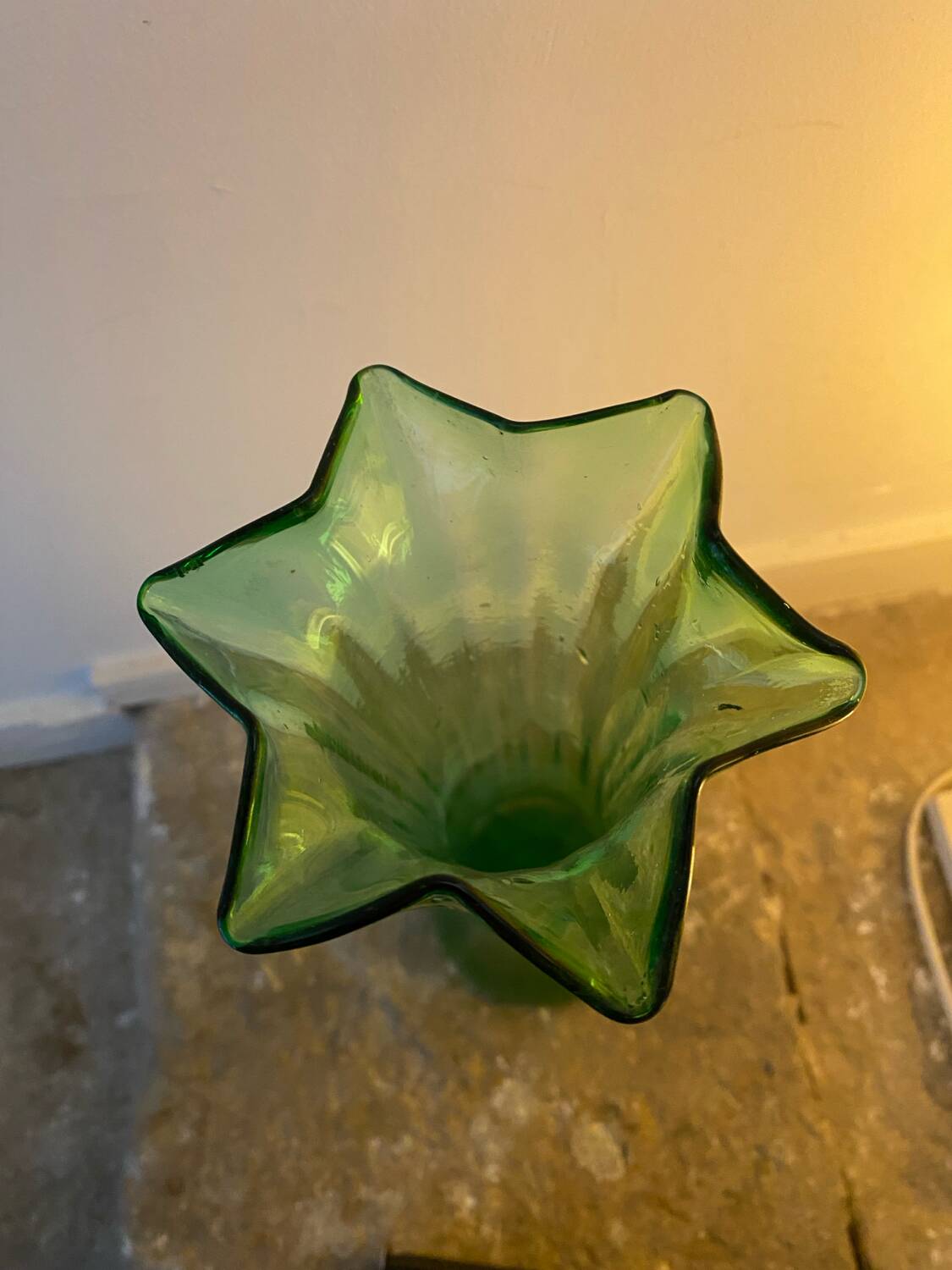 Vintage green tulip vase