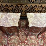 Pair of Louis XV/Transition style bedside tables in marquetry