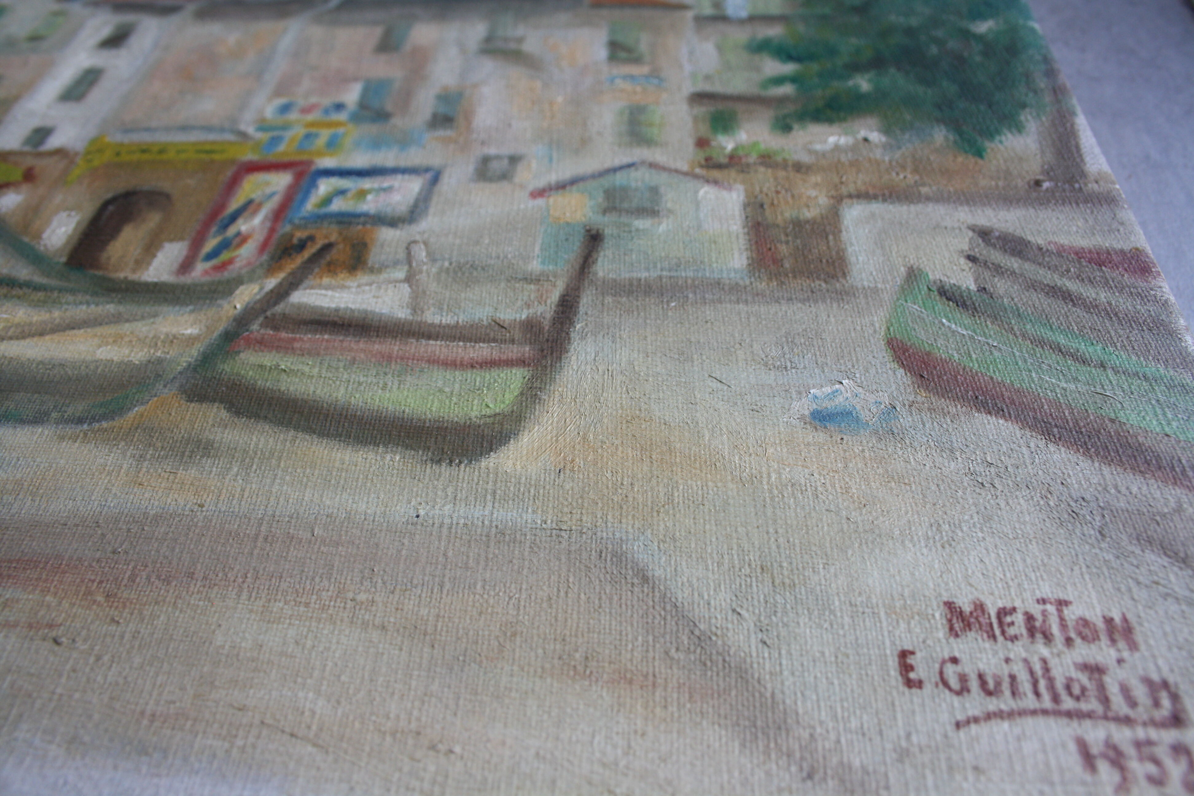 Oil on canvas representing Menton 1952