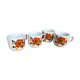 Lot de 4 mug anciens décor fleur orange vintage empilables. Etat impecable