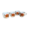 Lot de 4 mug anciens décor fleur orange vintage empilables. Etat impecable