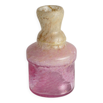 Unique Bubblegum Pink and Yellow Art Glass Vase by Milan Vobruba, Sweden 1980s