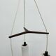 Mid-century design pendant lamp teak and opaline glass, 1970s