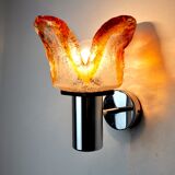 Wall lamp murano mazzega orange, frosted glass, italy, 1960