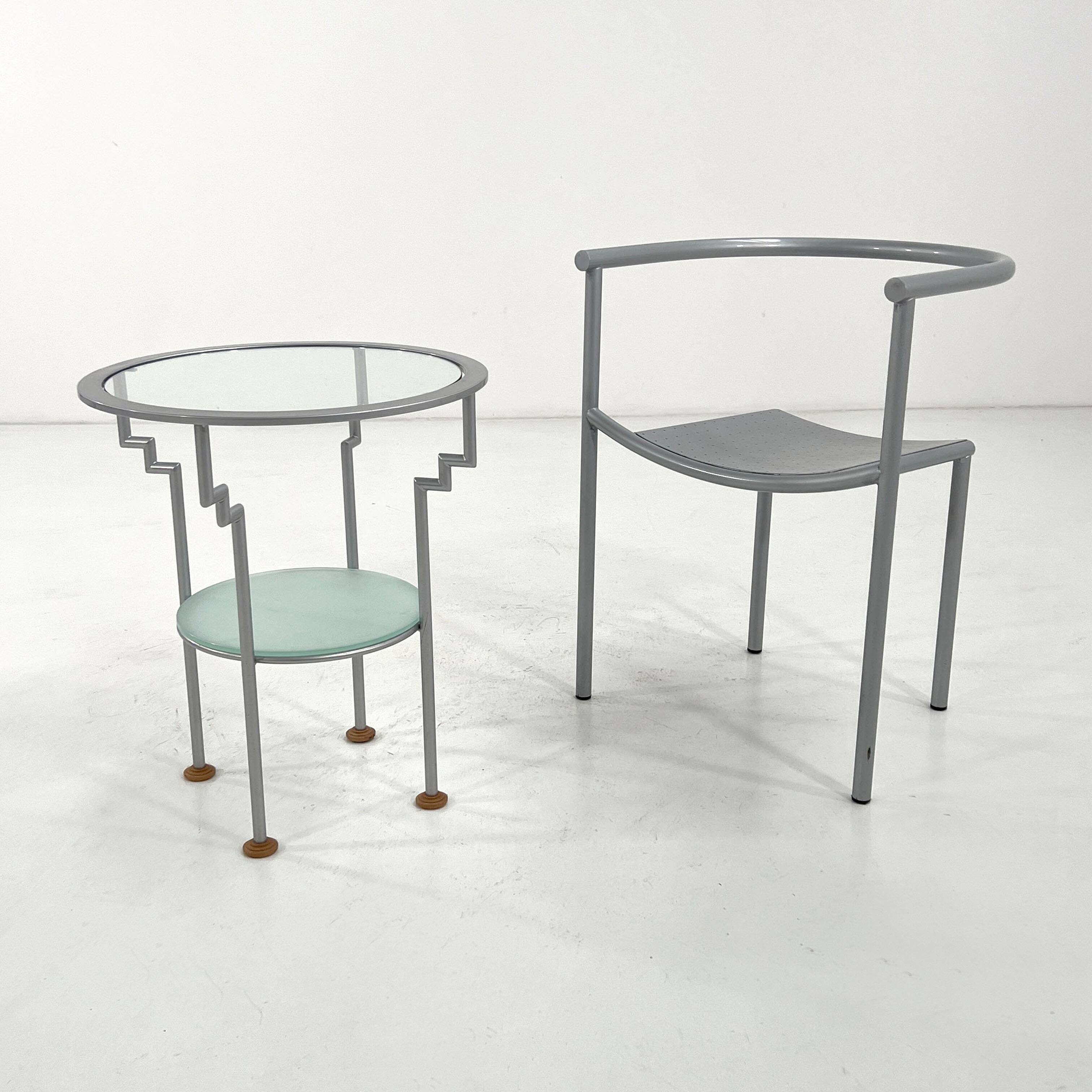 Memphis metal and glass table, 1980