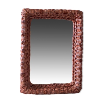 Rectangle wall mirror in rattan 1970s - 1980s