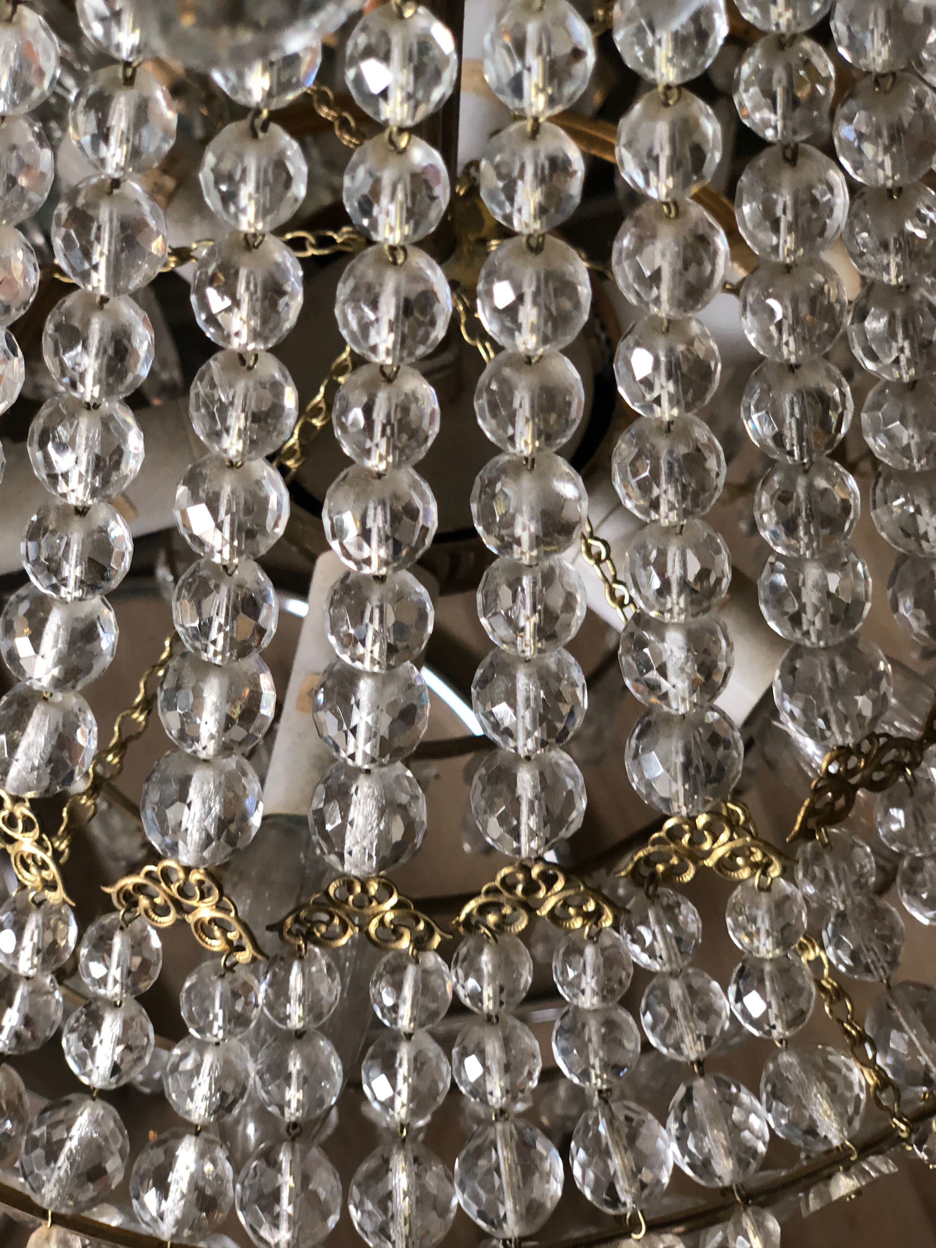Crystal and brass chandelier