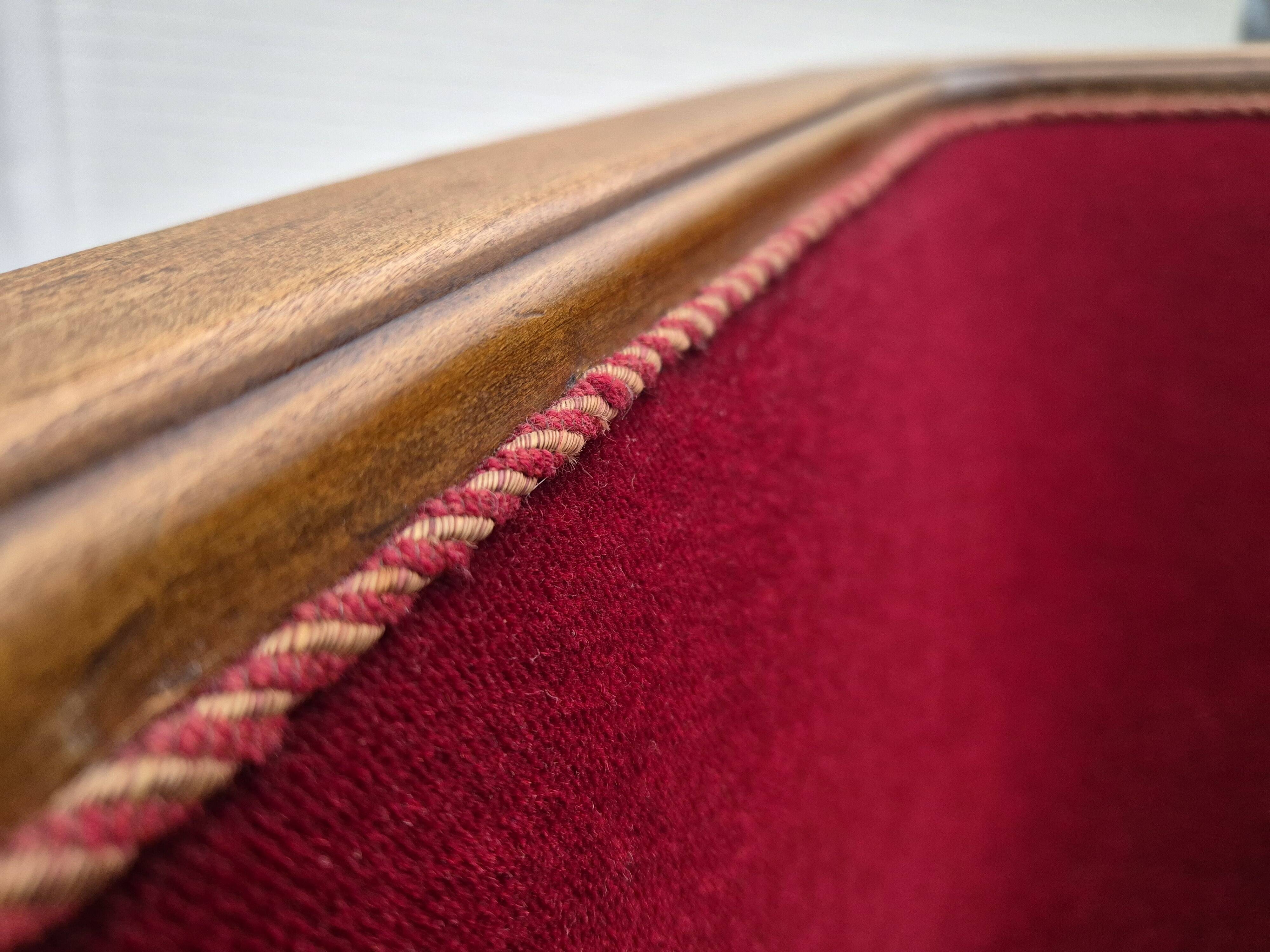 1950s, Danish armchair, original condition, furniture velour, beech wood.