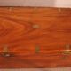 19th-century camphor wood marine chest with double locks and tray in