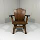 Rustic brutalist arm chair solid oak 1960’s
