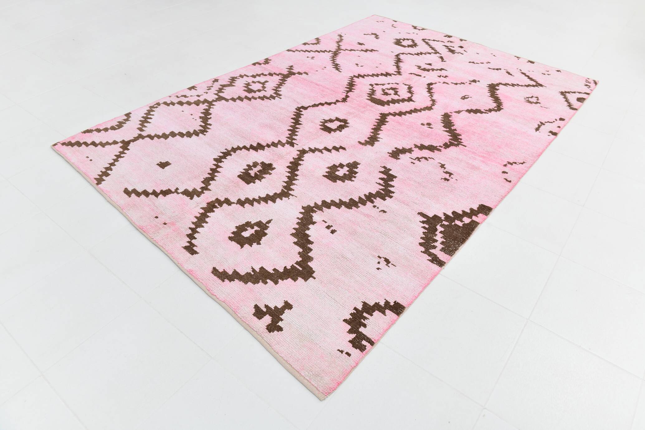 7x10 Pink Brown Modern Kilim Rug, 208x300Cm