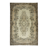 Vintage Turkish Carpet Beige and Brown Floral 271 x 174 cm