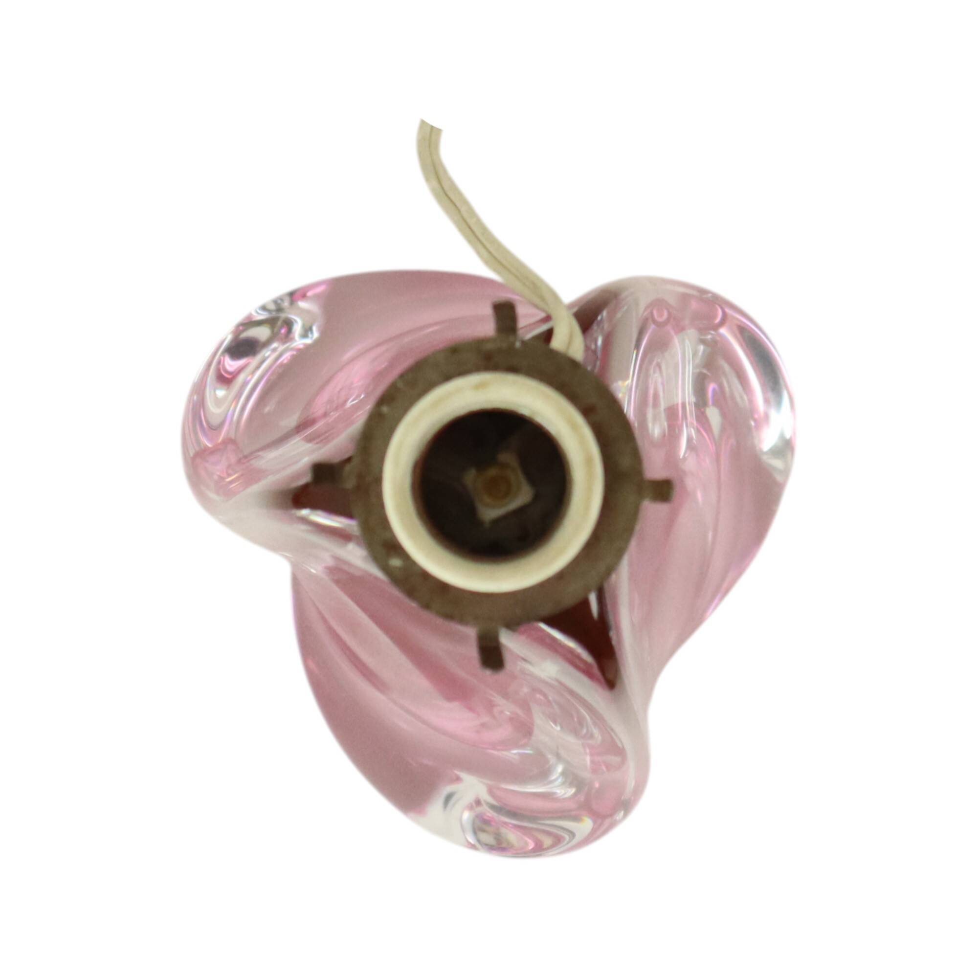 Purple Pink Table Lamp Crystal Val Saint Lambert Swirl 60s