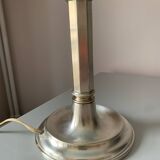 Antique table lamp with silver base and Clichy glass