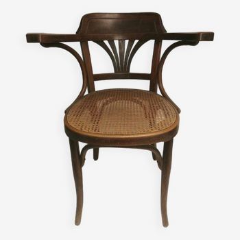 Kohn - ancienne chaise de bar brasserie , fauteuil de bureau américain assise cannée